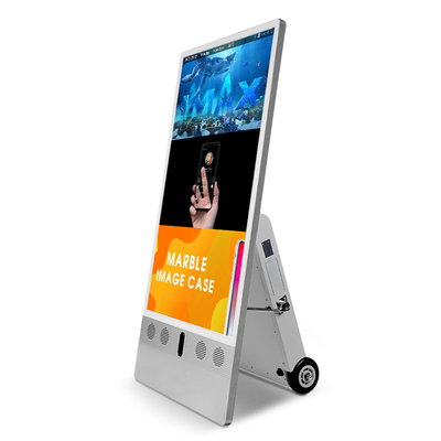 1500 Nits Semi-Door 43 Inch Portable Poster Outdoor Movable Totem Battery Powered Lcd Digital Signage